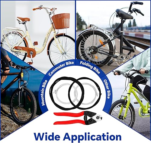 Miniatura 8 de Cable universal de freno de bicicleta, carcasa de cable de freno y cambio con cortador de línea de acero inoxidable, incluye tapas finales, juntas