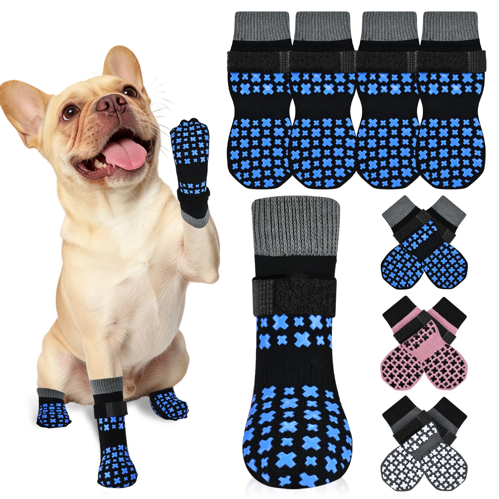 Non-Slip Dog Socks for Hardwood Floors Anti Slip Double-Sided Grippy Socks for Senior Dogs to Prevent Licking Paws, Scratching & Hot Pavement Premium Dog Paw Protector with Grippers Pink M — view 10