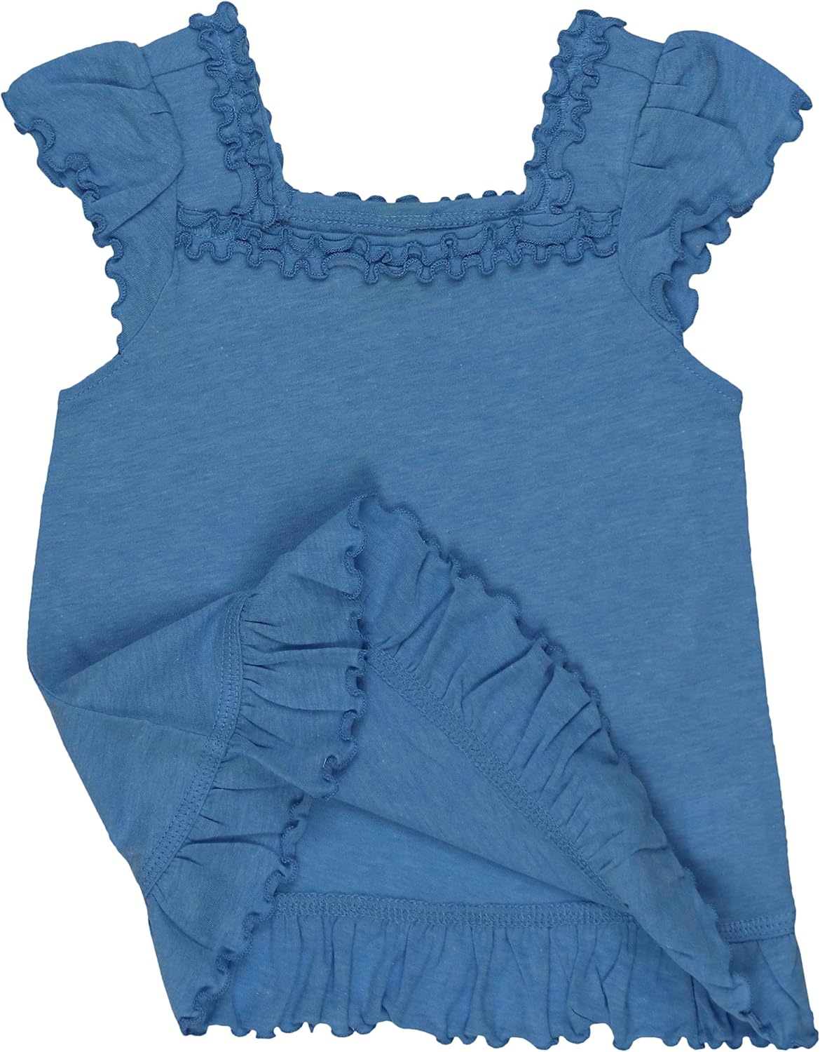 ToBeInStyle Infant Girls' Sheer Jersey Ruffle U-Neck Flutter Sleeve Blouse