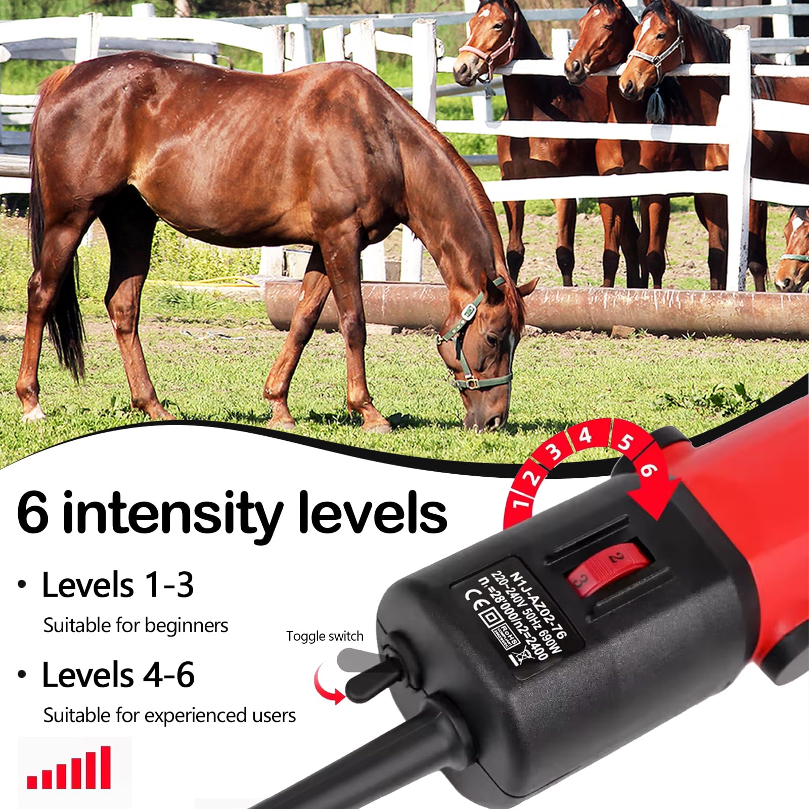 Tondeuse Chevaux Professionnelle 220V 690W Lame 77mm Moteur 2800 tr/min