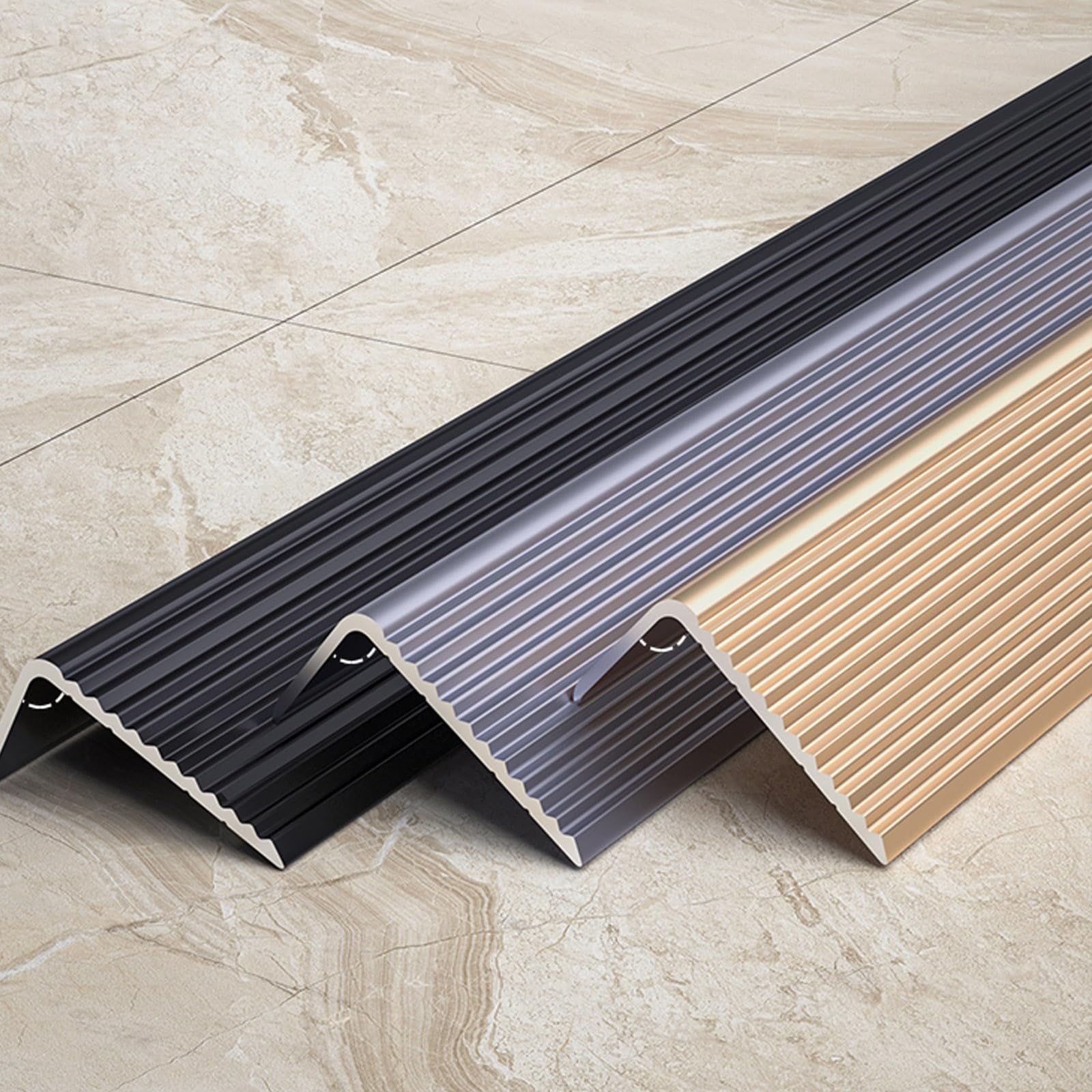 Escalones De Jardín Aluminio Borde De La Esquina De Seguridad,Fácil De Instalar Cantonera Protector Protector De Tira De Protección, Perfil De Borde De Escalera En L Forma, Gris(Gold,100x30mm)