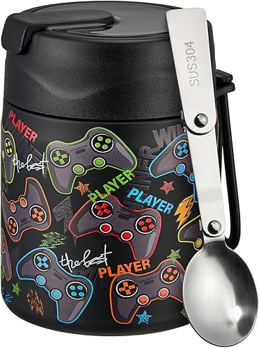 Termo para sopa de 17oz para alimentos calientes, termo aislado para niños con jarra de alimentos al vacío con cuchara de acero inoxidable de boca