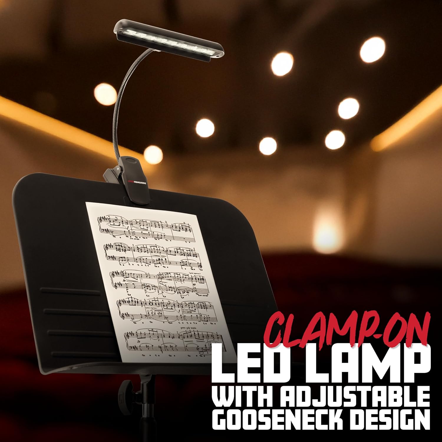Gator Frameworks Music Stand Lamp Light with Adjustable Goose Neck, (GFW-MUS-LED)