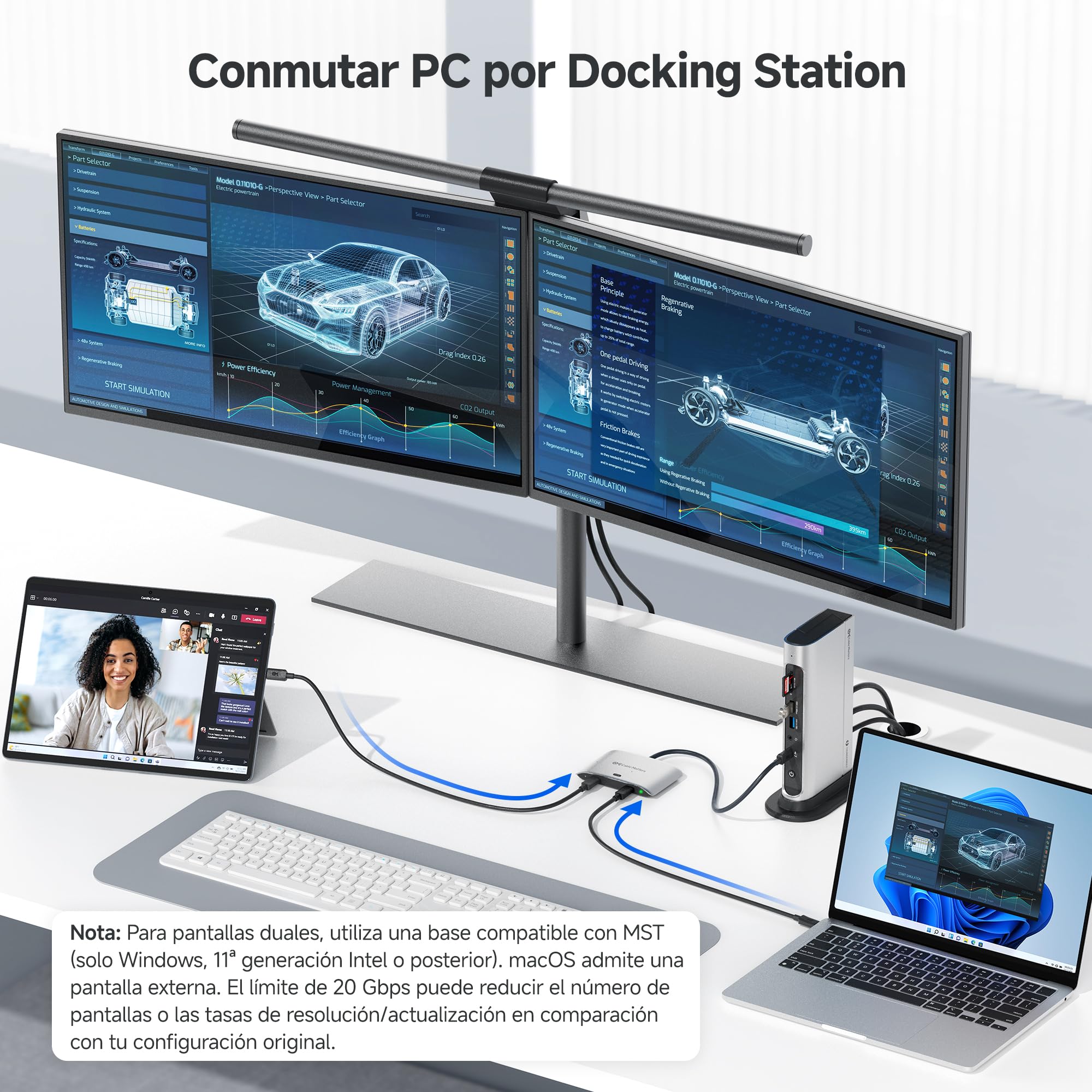 Cable Matters Conmutador USB C de 20 Gbps para 2 Ordenadores, PD de 140 W, hasta 8K a 30 Hz en Windows, 4K a 60 Hz en macOS, para Compartir un Monitor o Base USB-C/Thunderbolt 4