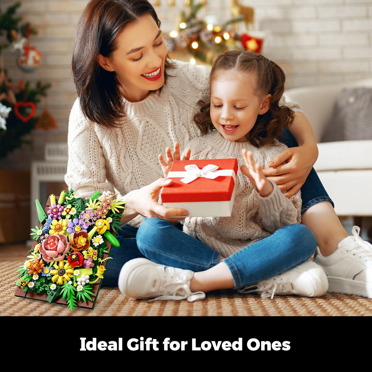 Pretty Spring Flower Sea Bouquet Building Set for Adults - Botanicals Building Kit Gifts for Valentine's, Mother's Day, Easter - Artificial Flowers for Decor or Table Display (1067 Pcs)