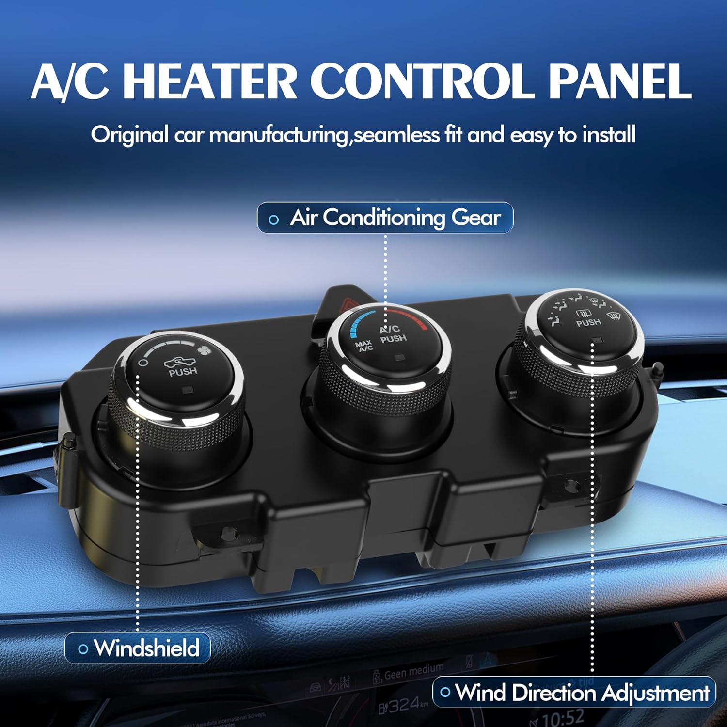 Front Climate Control Module 599-217 Heater A/C Control Switch for Dodge Ram 1500 2500 3500 2013 2014 2015 2016 2017 2018 Front A/C Heater Air Conditioning Panel Unit 68268189AA,68226600AA, 68226600AB