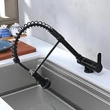 Black Folding Kitchen tap,Front Window Kitchen Foldable Mixer Tap, 360° Rotatable Pull Down Faucet with 3 Spray Modes - 2