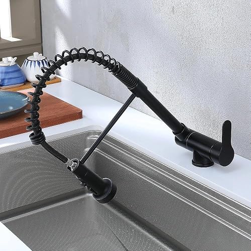 Black Folding Kitchen tap,Front Window Kitchen Foldable Mixer Tap, 360° Rotatable Pull Down Faucet with 3 Spray Modes - 2