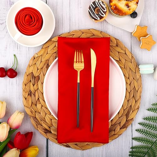 Miniatura 6 de Aneco Paquete de 16 servilletas cuadradas de satén de seda brillante, servilletas de mesa de tela suave y lisa para Navidad, boda, banquete,