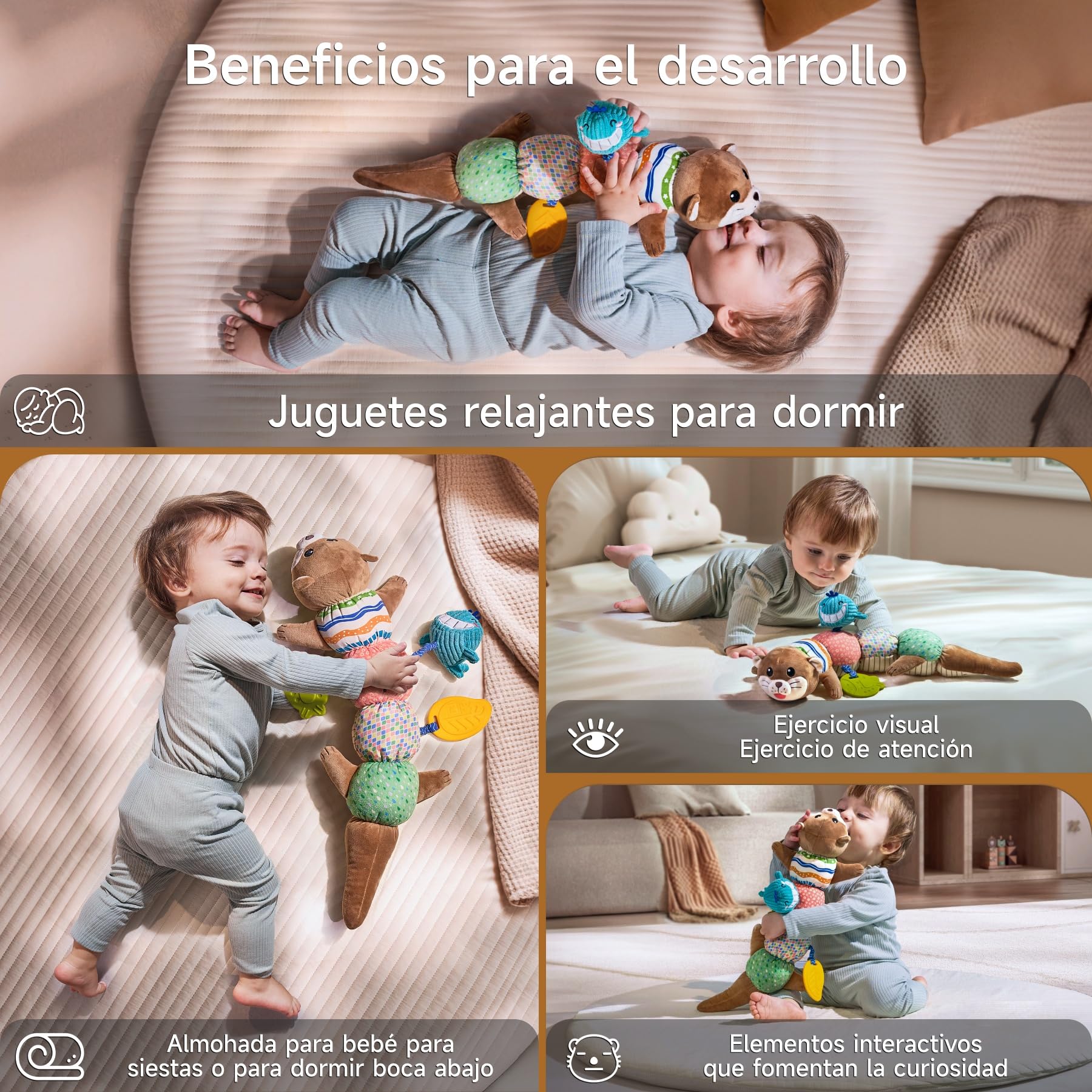 TUMAMA Juguete Sensorial Suave Nutria para Bebé 0 3 6 9 12 Meses, Juego del Bebé De Peluche, Regalo del Juguete De La Felpa De La Nutria para Los Muchachos del Niño Las Muchachas