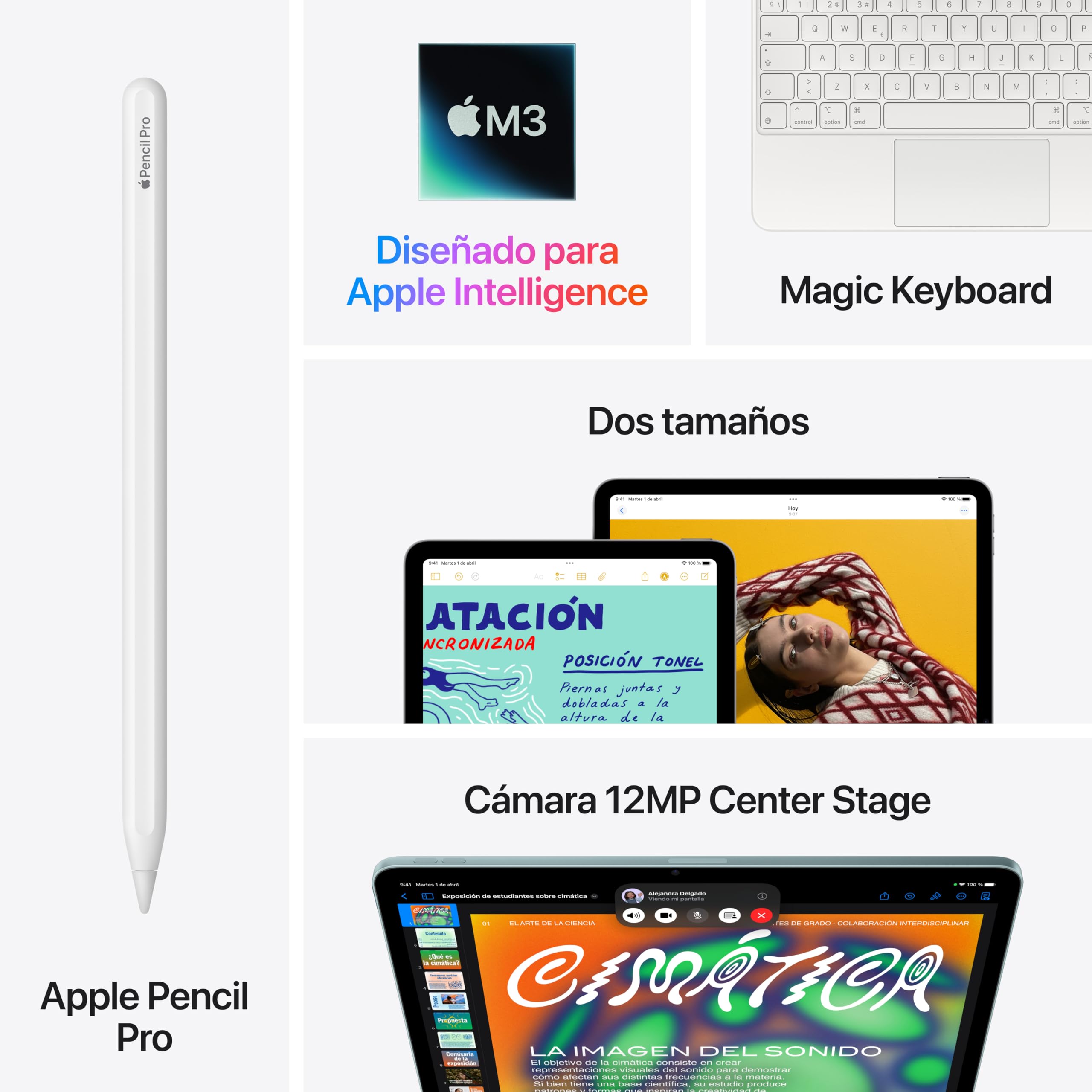 Apple iPad Air de 13 Pulgadas con Chip M3 diseñado para Apple Intelligence, Pantalla Liquid Retina, 128 GB, cámara Frontal/Trasera de 12 Mpx, Wi-Fi 6E, Touch ID — Blanco Estrella — view 5