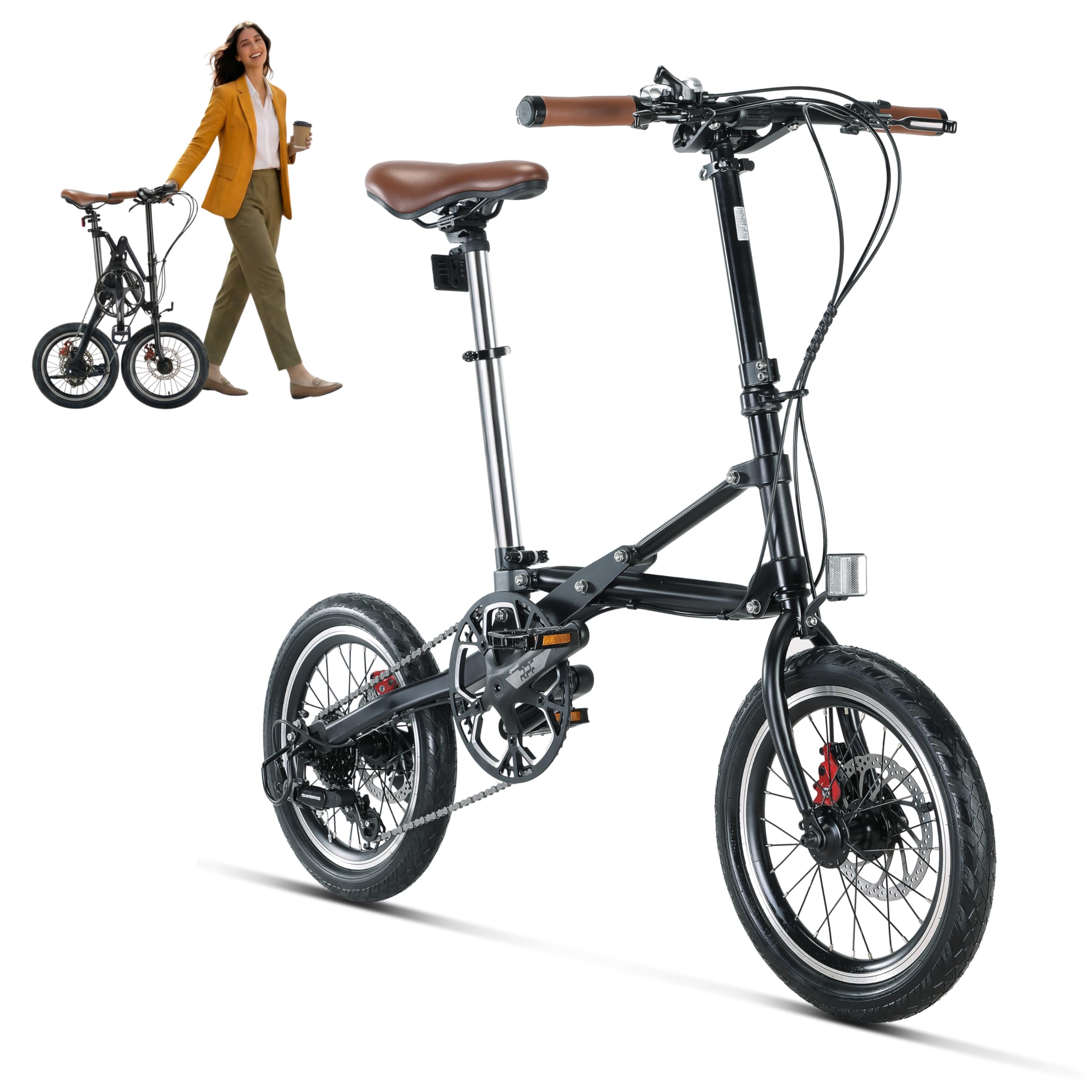 16 Inch Commuter Bike for Adults, Foldable Bicycle for City Travel | Folds in 1 Second, R…