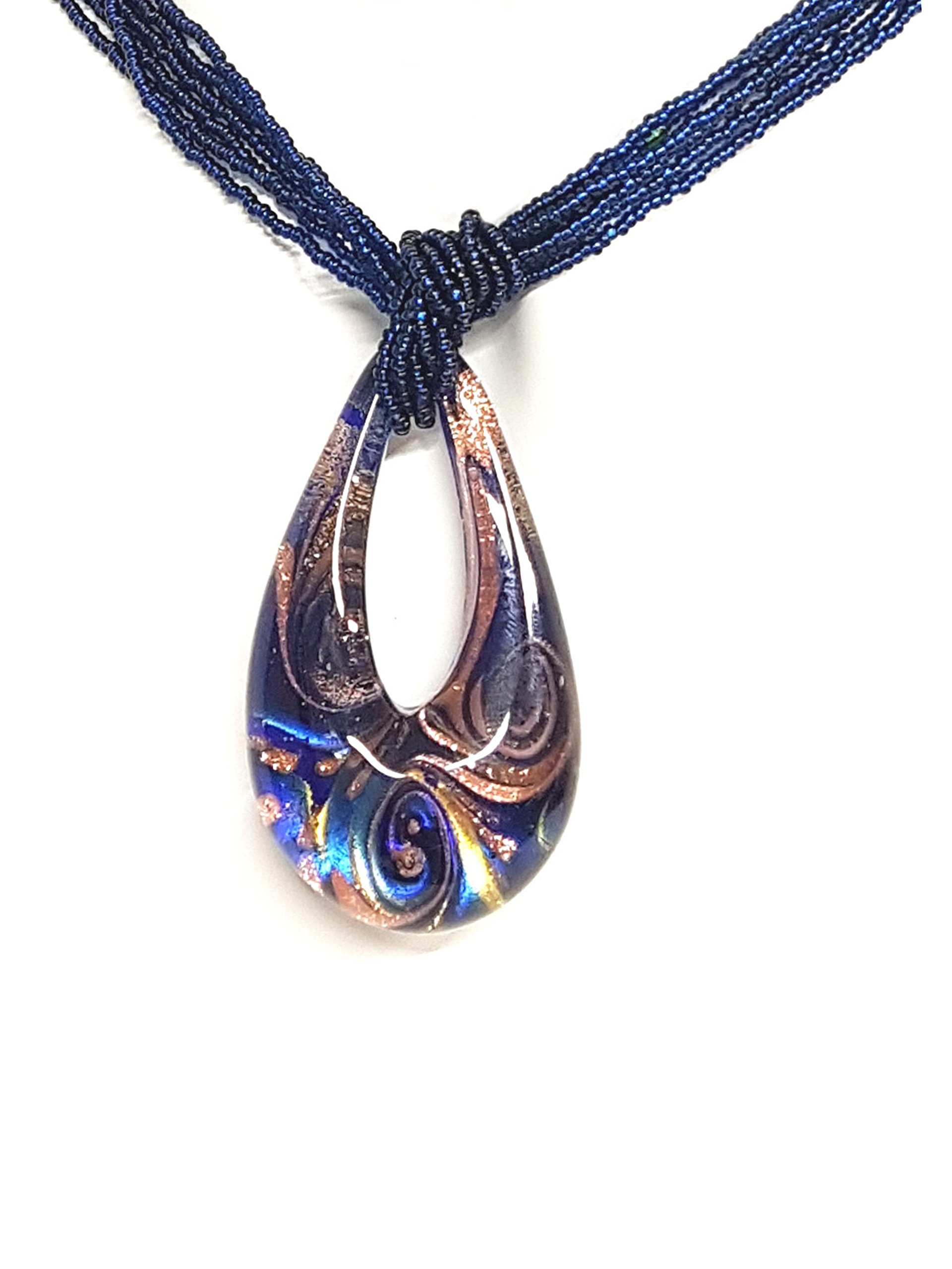 Venetiaurum - Collana Girocollo Multifili per Donna Con Pendente In Vetro Originale Di Murano E Argento 925 - Gioiello Made In Italy Certificato