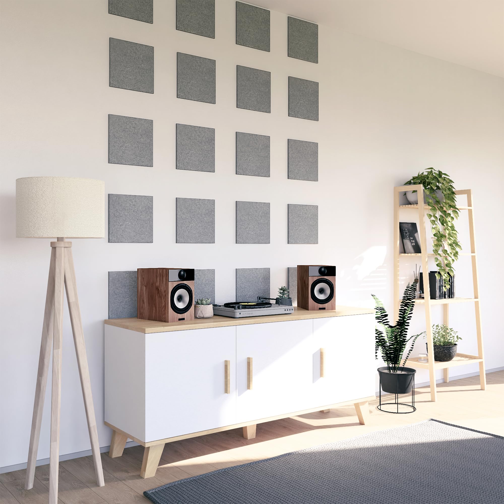 vilz 12 sztuk paneli akustycznych z filcu pochodzącego z recyklingu – płyty akustyczne, izolacja akustyczna 250 x 250 x 9 mm, kolor skalny szary