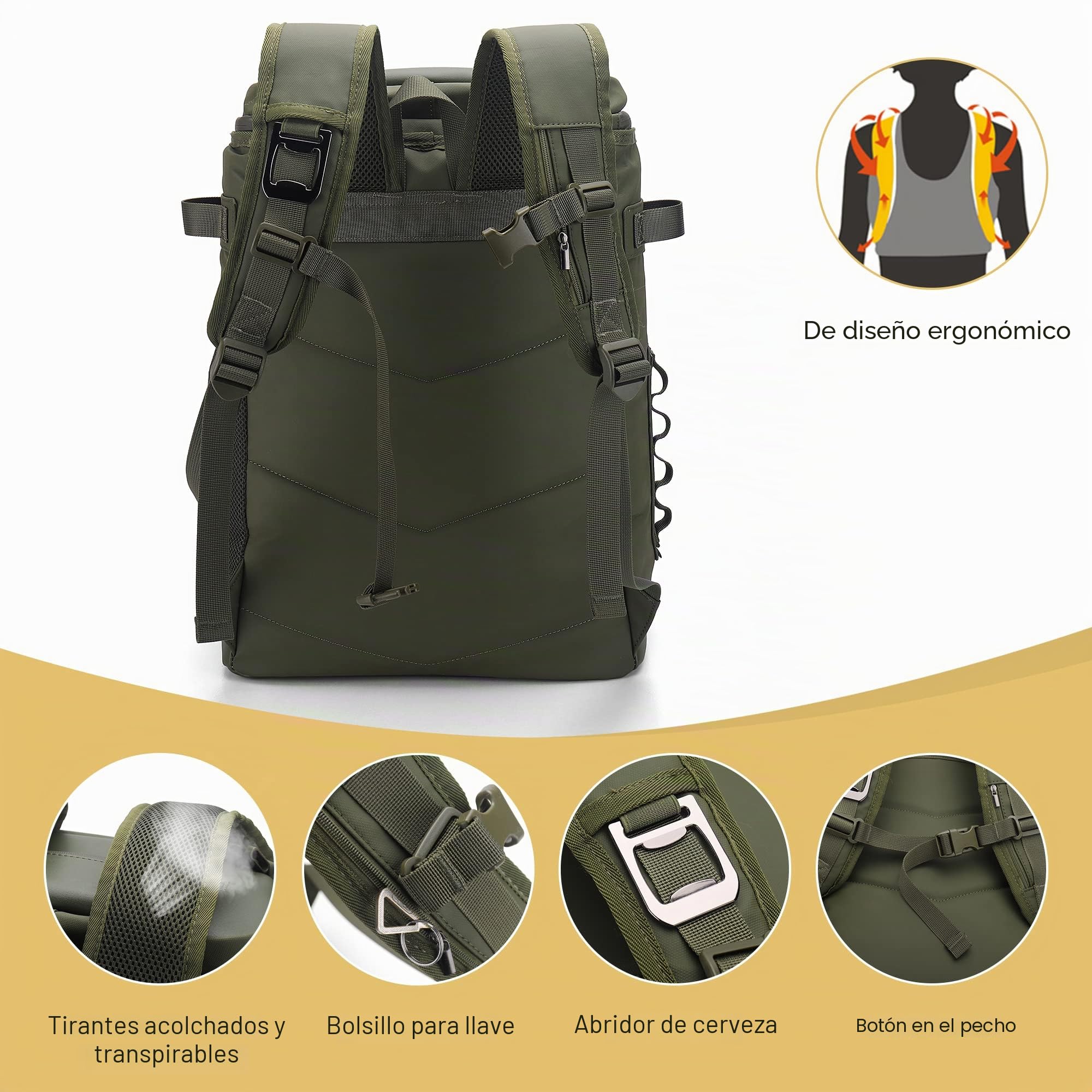 Upeelife Mochila Nevera Isotermica, 30L Grande Mochila Nevera Portatil Impermeable, Bolsa Picnic Termica Prueba de Fugas