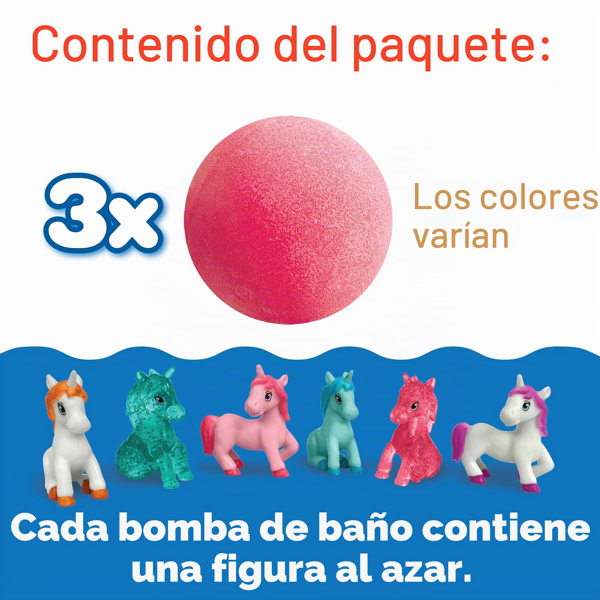 3 x Bombas de Baño Sorpresa Unicornio Grandes de Zimpli Kids, 6 Juguetes Sorpresa Unicornio para coleccionar, Regalo Misterioso para Niños, Relleno de Calcetines de Navidad