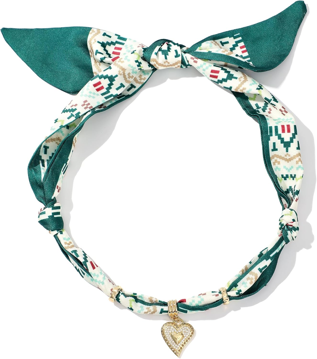 Pychee Scarf Necklace for Women Bandana Necklace with Gold Plated Pendant Heart,Cross,Moon, Fashion Jewelry Gifts