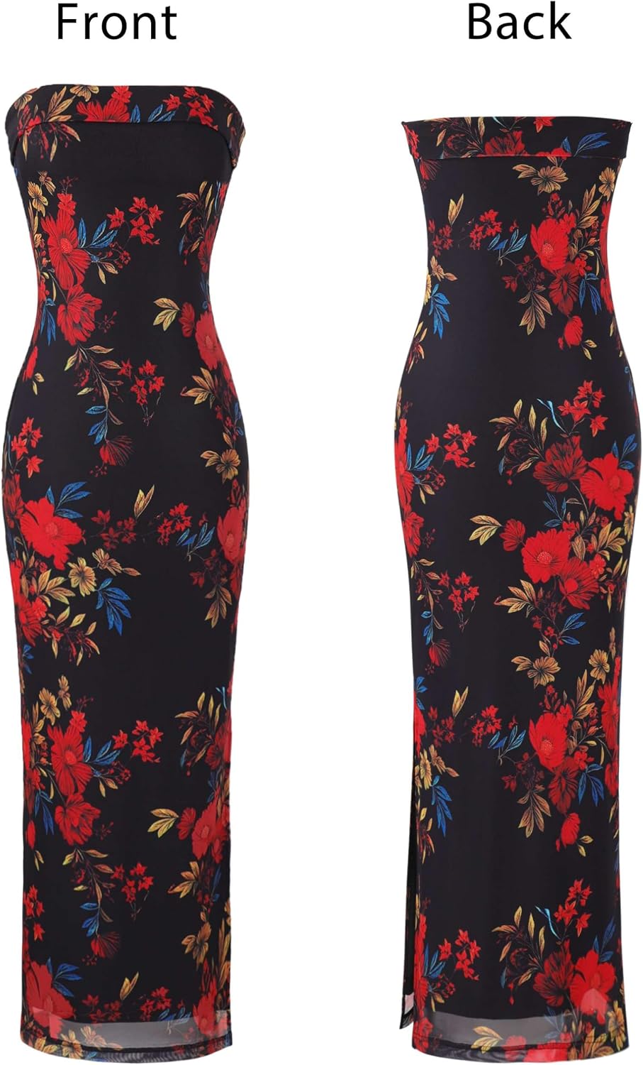 VFSHOW Womens Sexy Strapless Semi Formal Tube Bodycon Maxi Dress 2026 Summer Side Slit Wedding Guest Cocktail Party Dresses