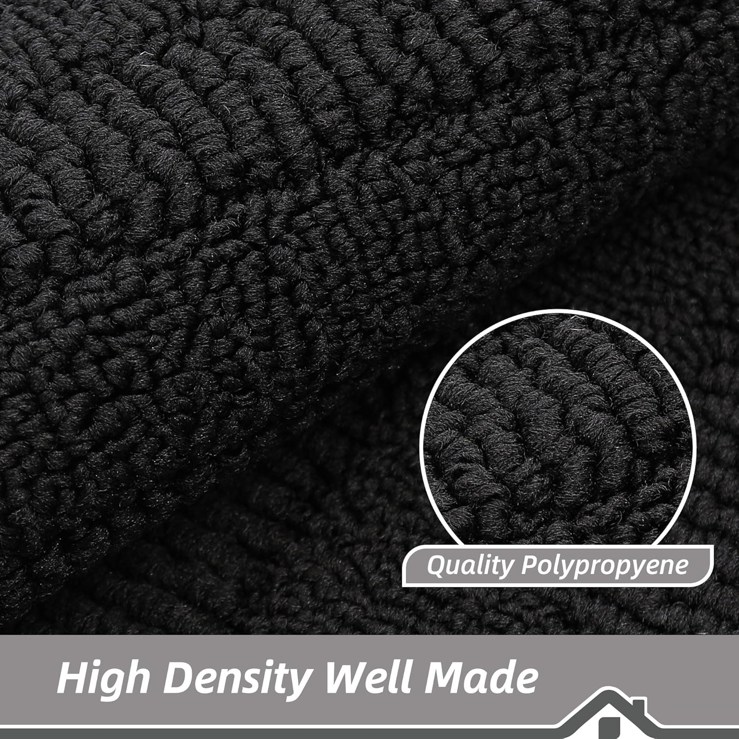 BEQHAUSE 24x36 Inch Kitchen Rug Mat Durable Kitchen Rugs Non-Slip Washable Absorbent Kitchen Mats for Floor Dirt-Resistant Semicircular Kitchen Mat (Black)