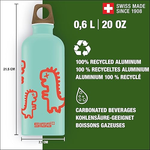 Miniatura 2 de SIGG - Botella de agua de metal para niños - Viajero - Hecho en Suiza - Bebidas carbonatadas - A prueba de fugas - para la escuela - 20 Oz