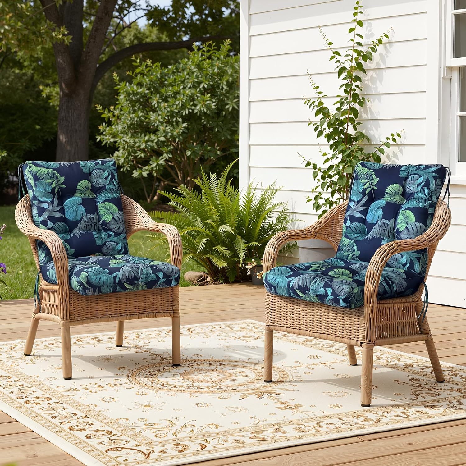Gnostik High Back Outdoor Chair Cushions, 40x20 inch, Waterproof Patio Chair Cushion Replacement Seat Pad for Patio Furniture Garden Chair, Cream