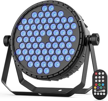 Stage Par Lights, 72 LEDs RGB Par Can Uplights with Dynamic Vortex Stage Effects, Remote LED Uplight Controlled by DMX512 Sound Activated for Parties, Wedding, DJ, Events, Church, Indoor