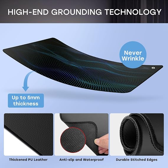 Grounding Mat, Earth Grounding Pad with Conductivity Test Pen & 15ft Grounding Cord, Grounding Mats for Pain Relief, Relaxation & Stress Relief, Indoor Grounding pad (24x16.1in)