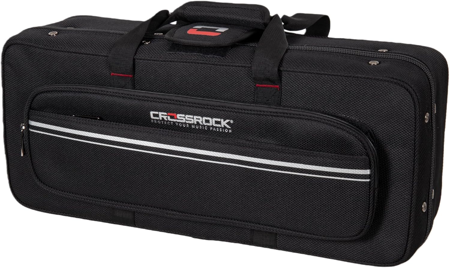 Crossrock Alto Saxophone Foam Case | Lightweight Black Gig Bag with Modern Fabric, Plush Interior & Storage Compartments (CRP300ASBK-R)