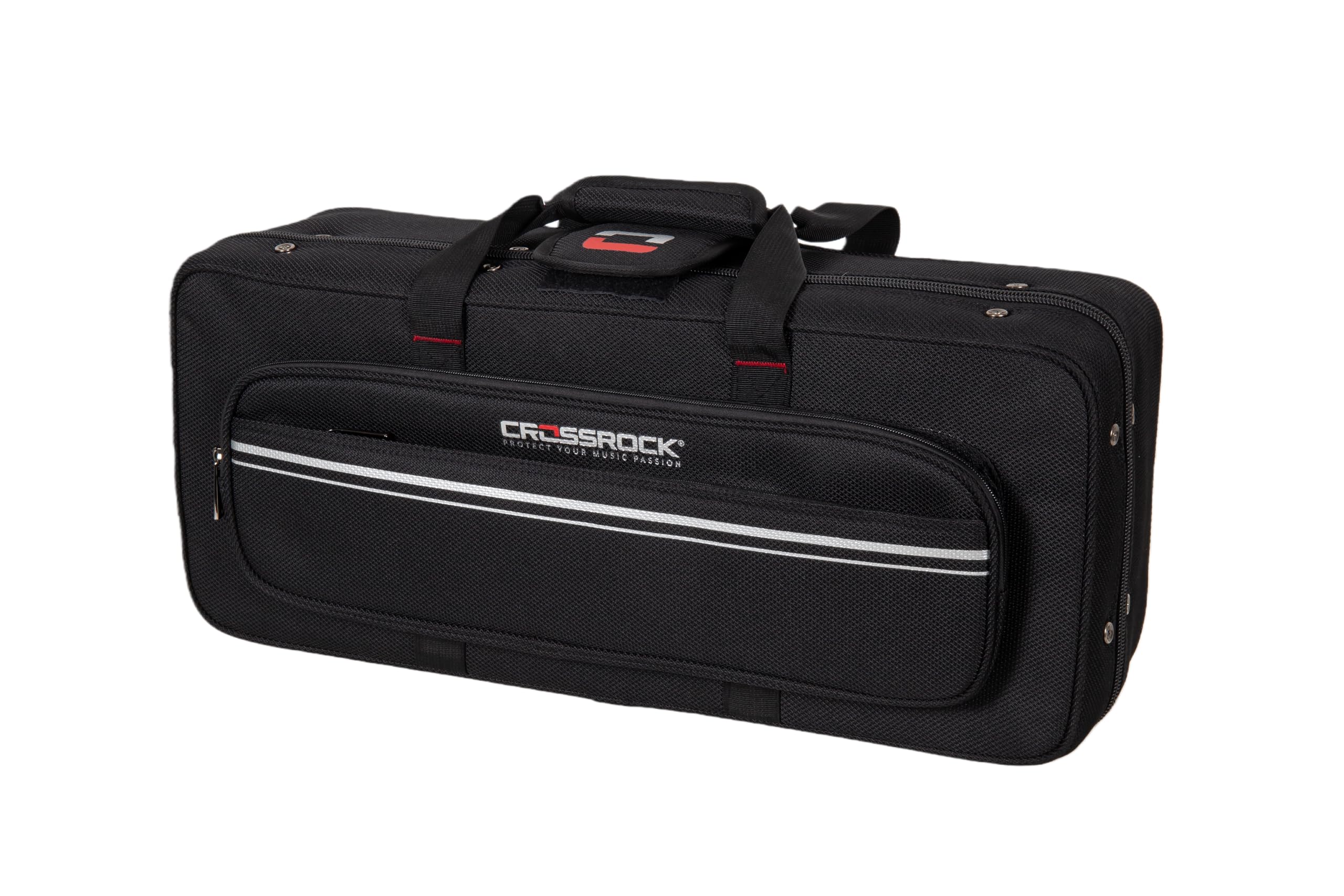 Crossrock Funda de espuma para saxofón alto | Bolsa ligera negra con tela moderna, interior de felpa y compartimentos de almacenamiento (CRP300ASBK-R)