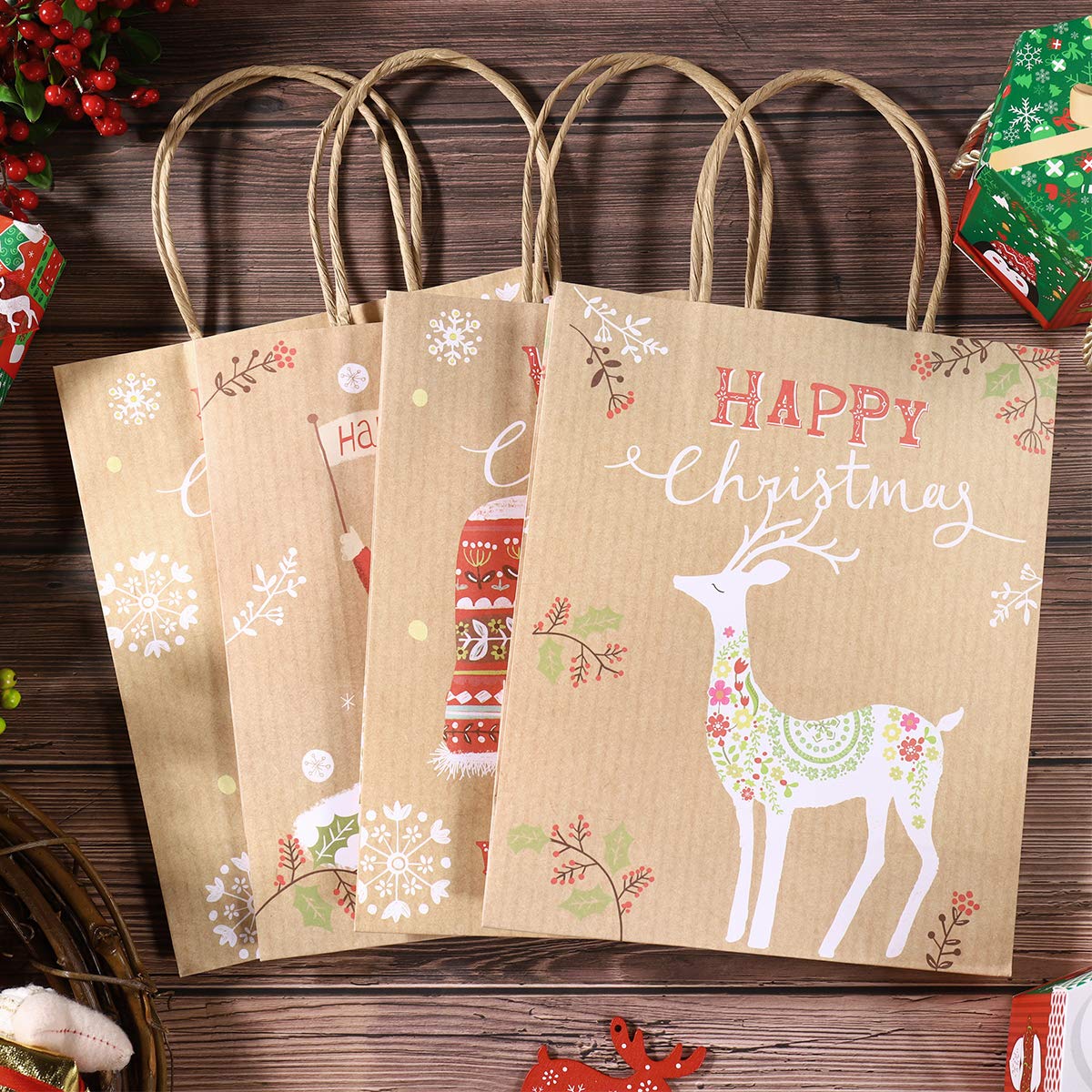 Healifty Geschenktüten Weihnachts Süßigkeiten Schokolade Kekse Partytüten 12 Stück 23x18x10cm (zufällige Muster)