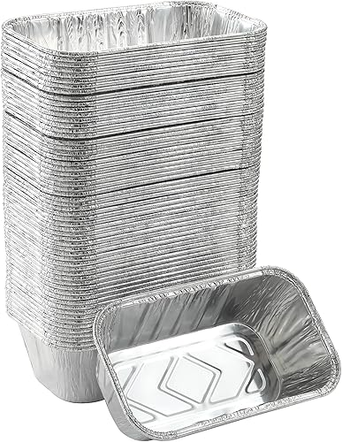 Paquete de 100 mini moldes para pan de 1 libra de papel de aluminio desechables resistentes, tamaño estándar, 6 x 3.5 x 2.5 pulgadas, aptos para