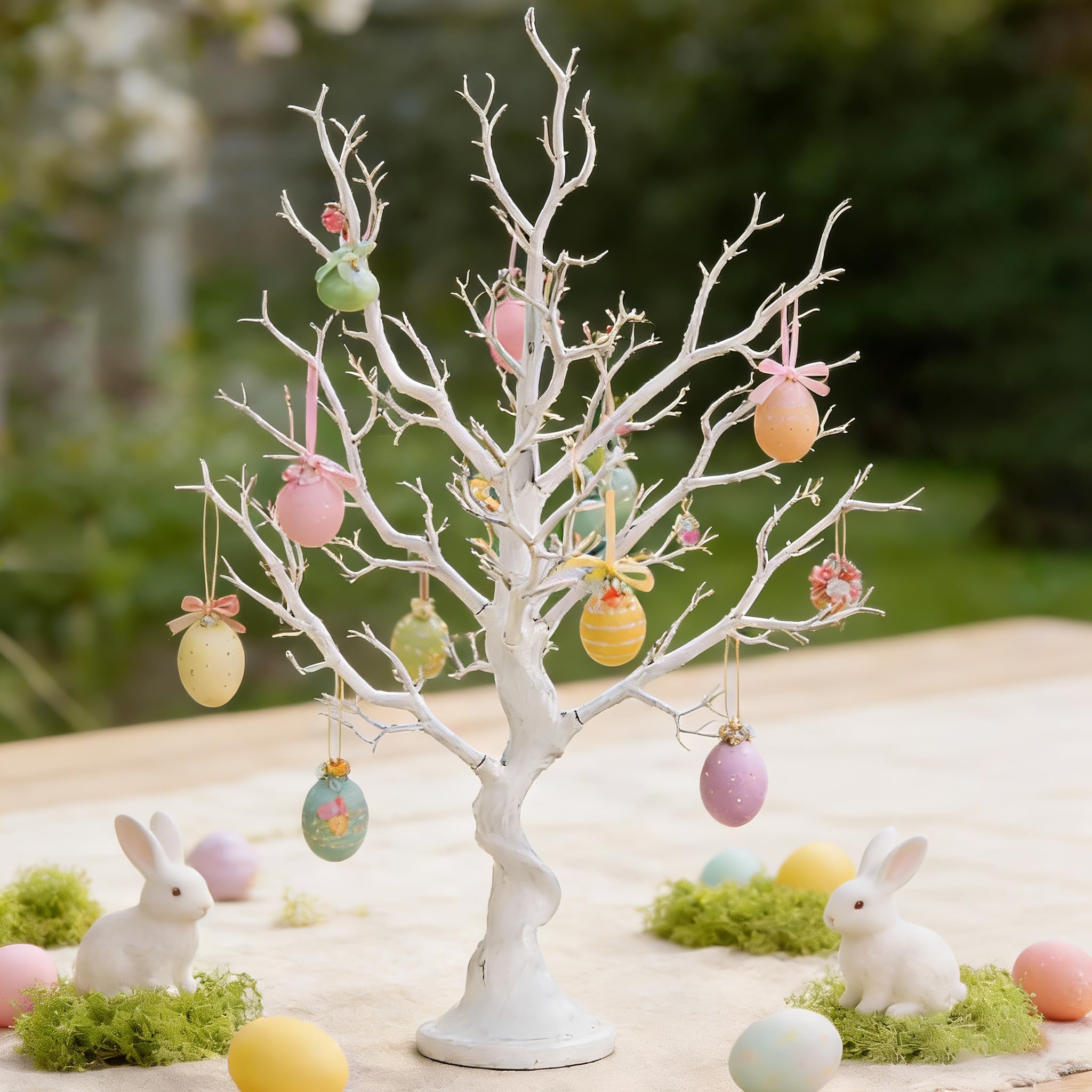 NUPTIO Christmas Tree Twig Artificial: 75cm White Table Trees Xmas Halloween Easter Decoration Fake Tabletop Branch for Window Bedroom Holiday Party