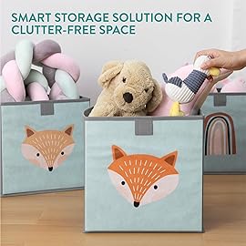 Navaris Kids Storage Cubes Set of 3 - Kids Cube Fabric Organizer Storage Bins - Foldable Cloth Cube for Childrens Bedroom Baby Nursery - Book Toy Bin Cubby Storage - Green