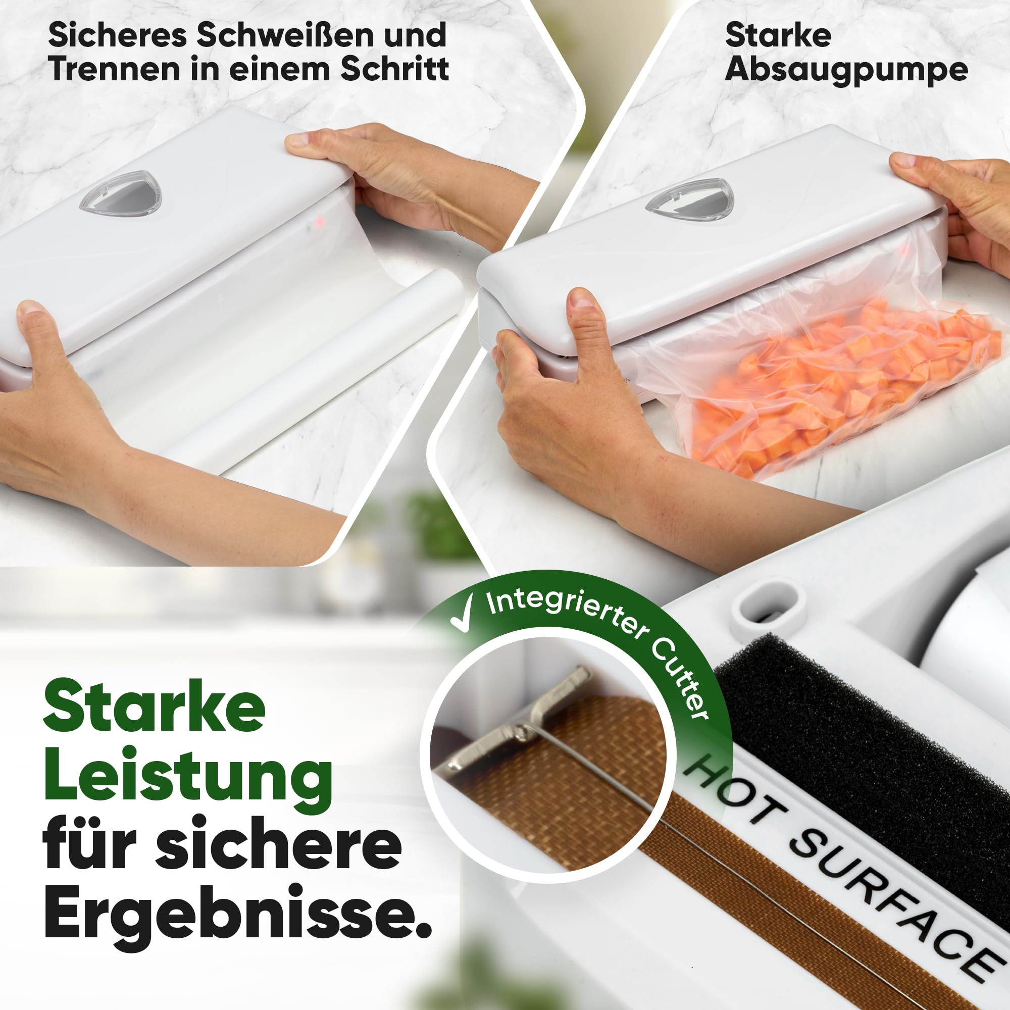 Clatronic zgrzewarka próżniowa; do Sous Vide; elektroniczna regulacja mocy; okienko do przechowywania folii; z 1 x folią próżniową; biała