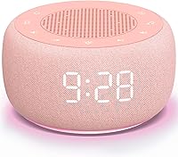Vista 1 de Buffbee Sound Machine & Alarm Clock 2-in-1-0-100% Display Dimmer, Under Light, Sleep Timer, Precise 30-Level Volume Control White Noise Machine