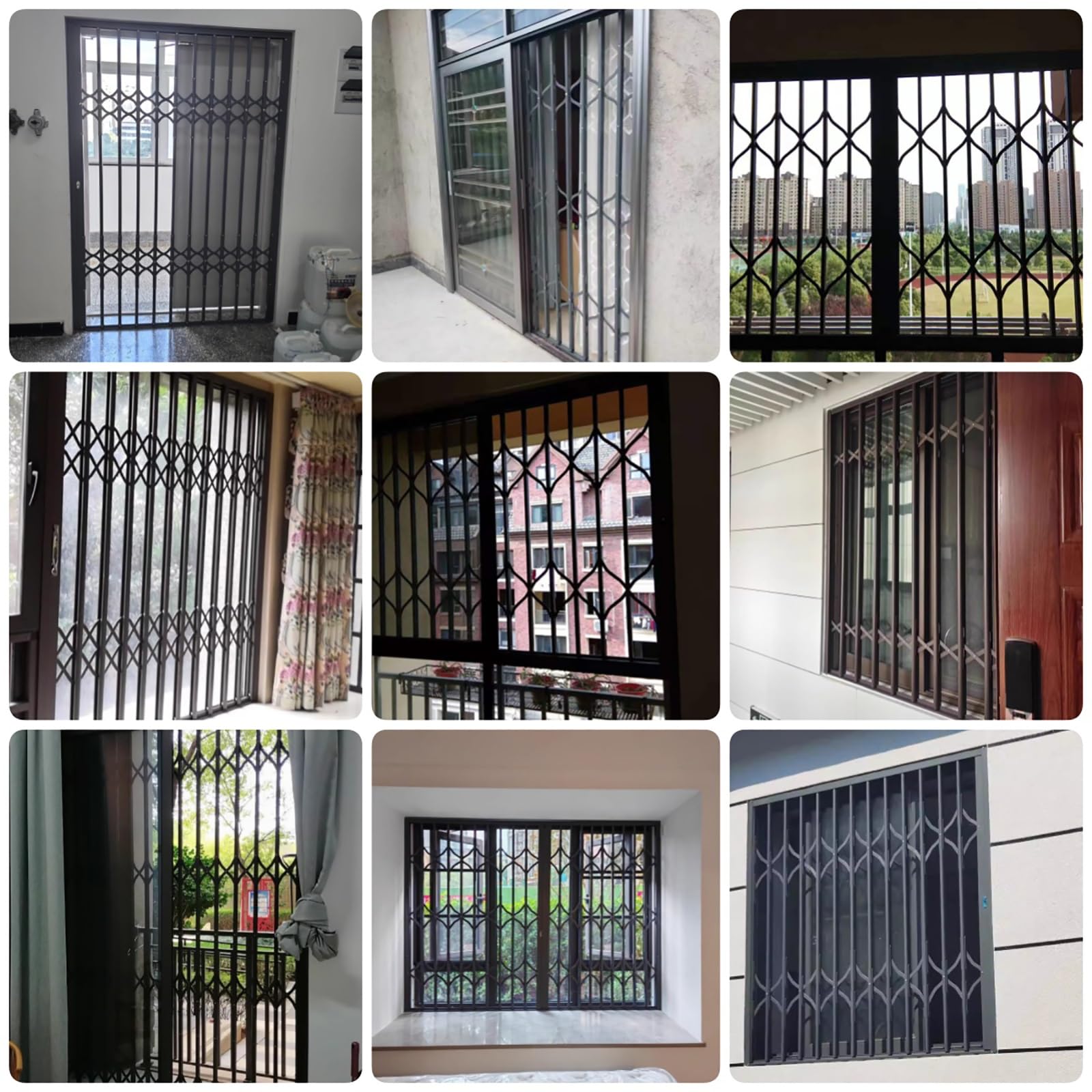 PEYNIR Fenstergitter Einbruchschutz Schutzgitter für Kellerschiebefenster, Faltfenster Sicherheitsgeländer Kinder- und haustiersicher, Schuppen Dachboden Abschließbar Fenstergitter(Grey,W100xH90cm)