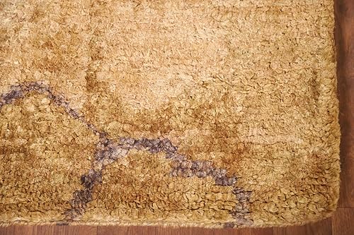 Miniatura 7 de Modern Collection - Alfombra abstracta de 3 x 5 pulgadas, anudada a mano/tejida a mano, alfombra floral amarilla y dorada, alfombra oriental de yute