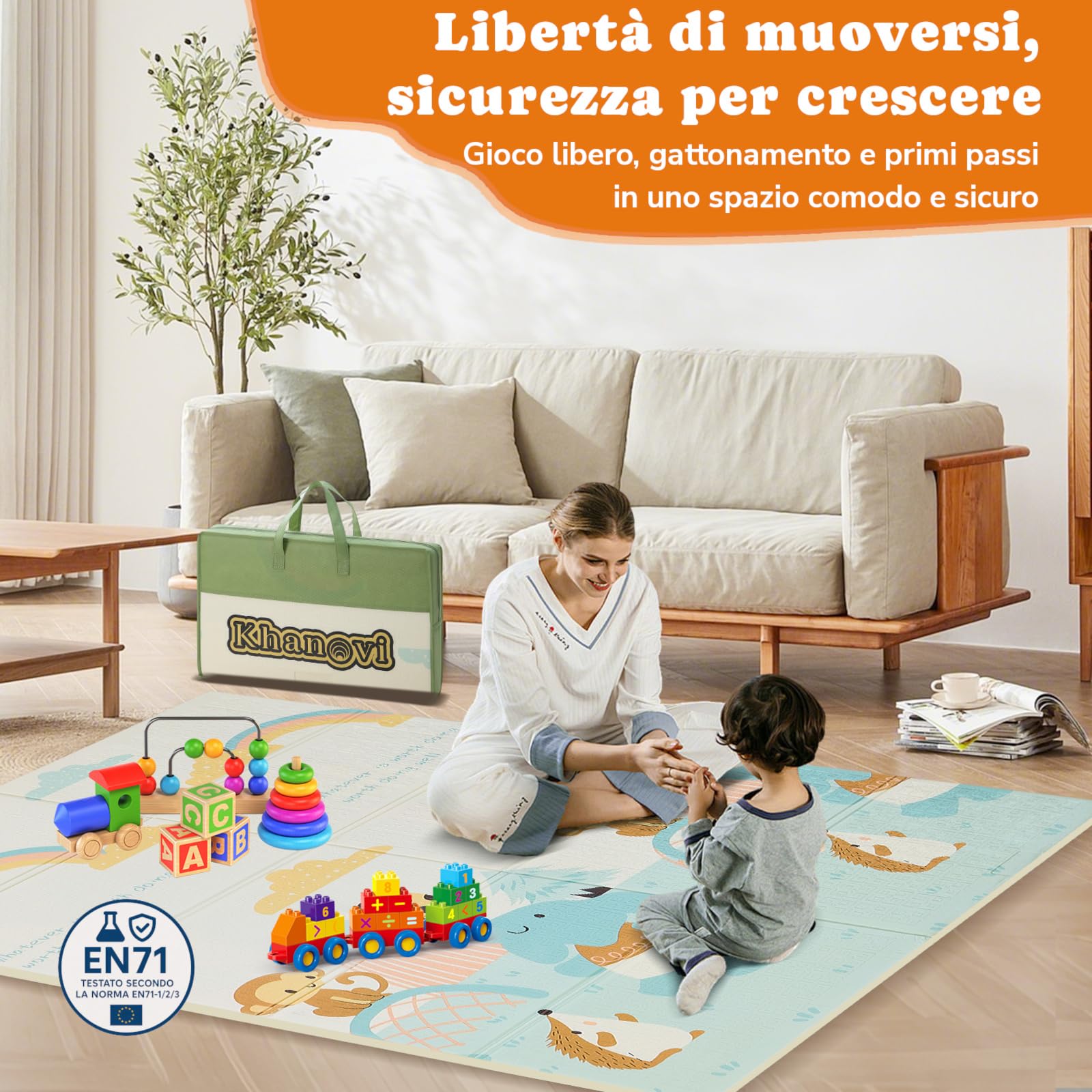 Tappeto gioco bambini pieghevole 120x180x0.8cm Palestrina neonato Montessori Reversibile Non Tossico Impermeabile Antiscivolo Schiuma XPE, Palestra Neonati - tappeto Tummy Time Neonati, Regalo Bambino