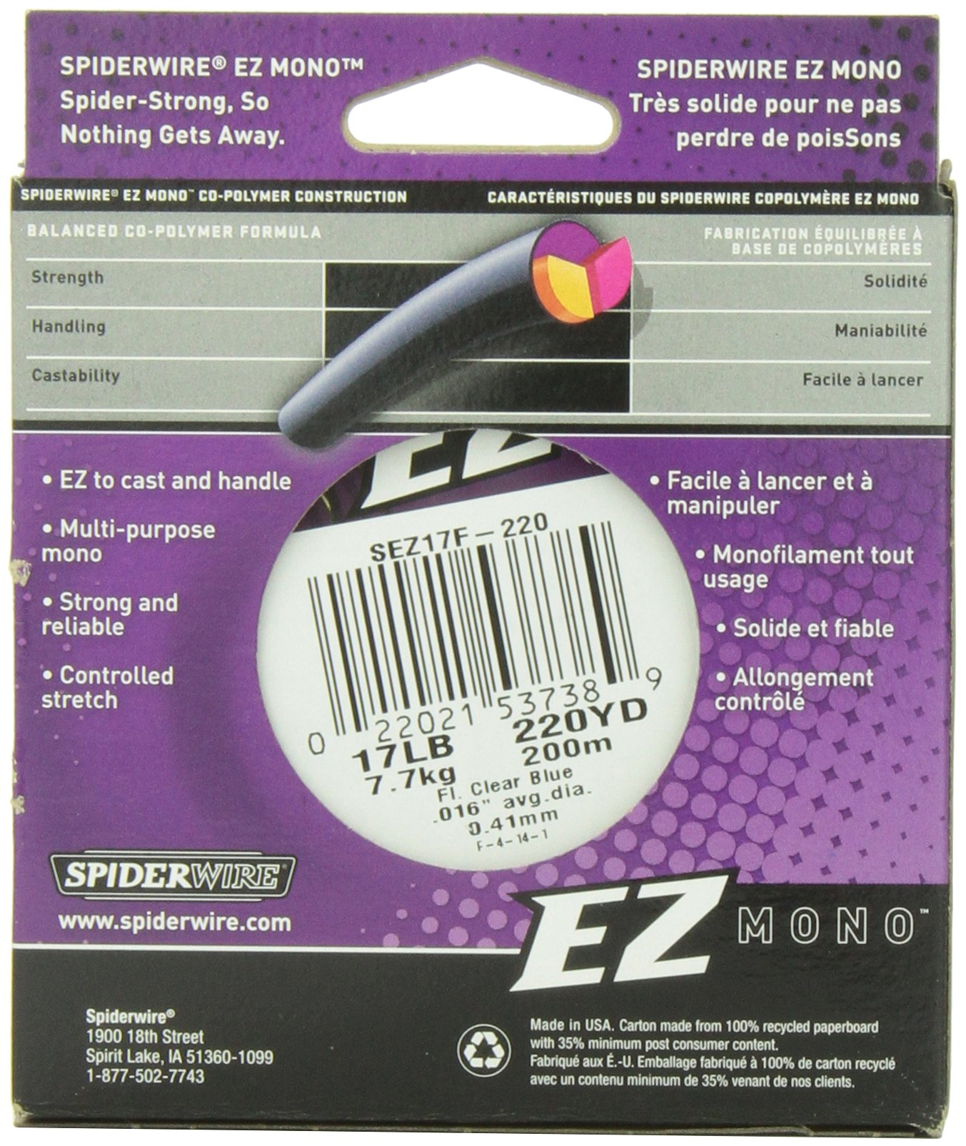 SpiderWire® EZ Mono™, 4lb - 220yd, Fluorescent Clear/Blue