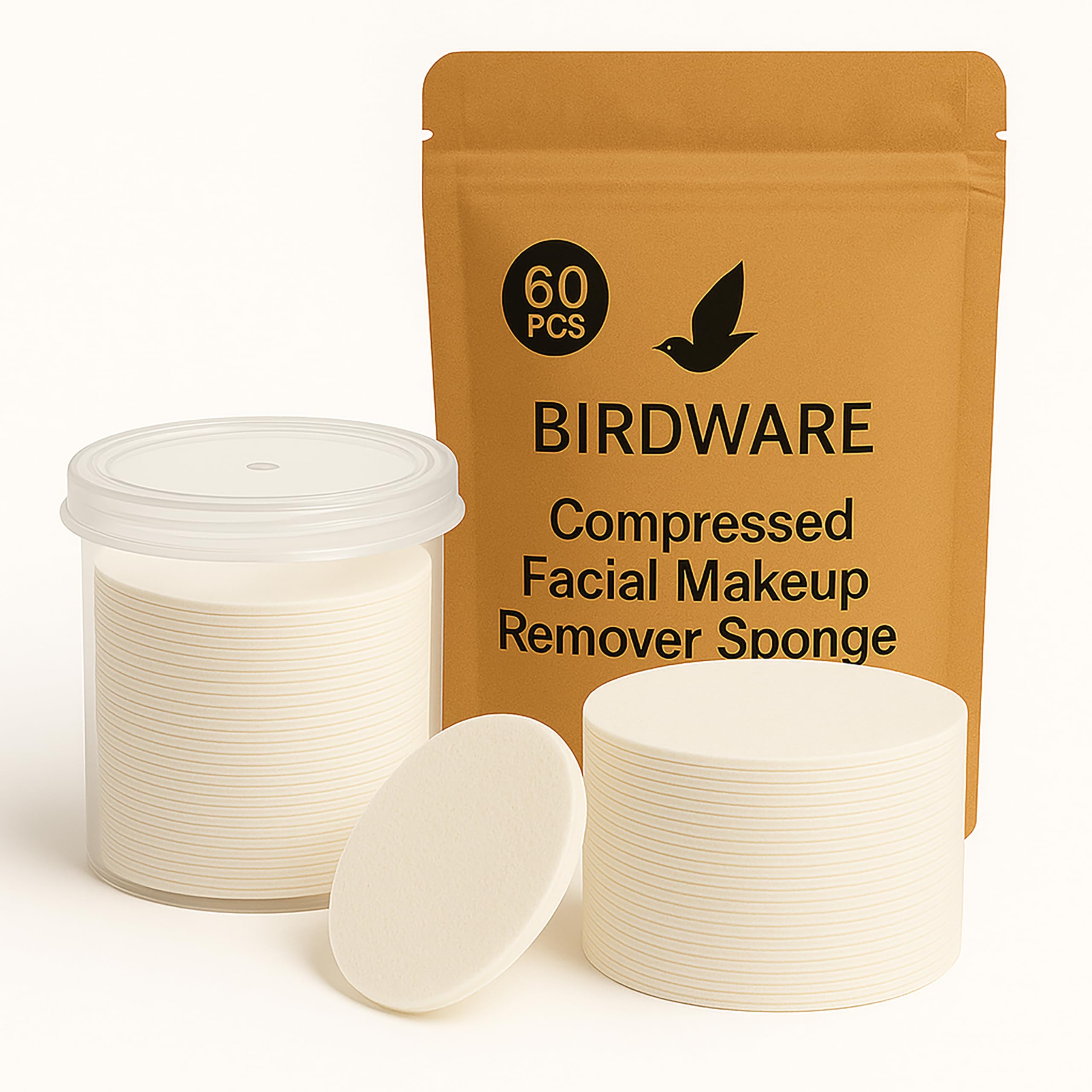 Birdware Professional PVA Compressed Makeup Remover Sponge | Deep Cleaning Facial Cleansing Sponge | White | Pack of 60-image-21