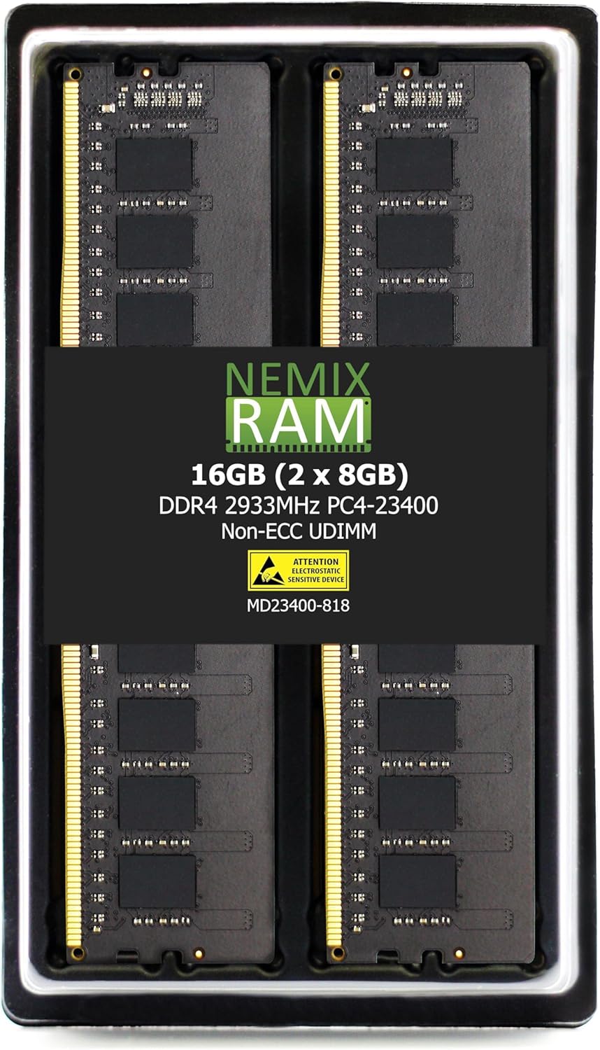 NEMIX RAM 16GB (2X8GB) DDR4 2933MHZ PC4-23400 1Rx8 1.2V CL21 288-PIN Non-ECC UDIMM Unbuffered Desktop Memory KIT
