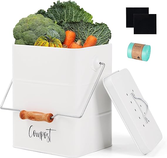 Monjita Kitchen Compost Bin, 1.7 Gallon Countertop Compost