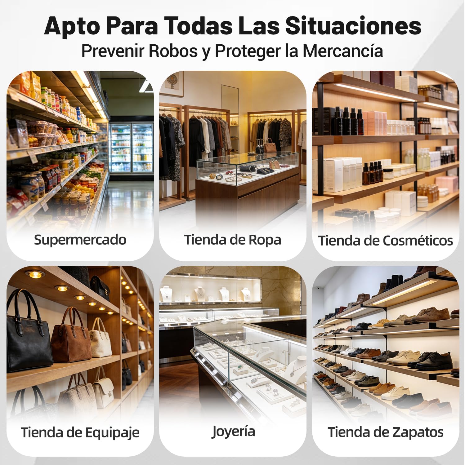 Various retail environments secured by the Aoeeki EAS system.