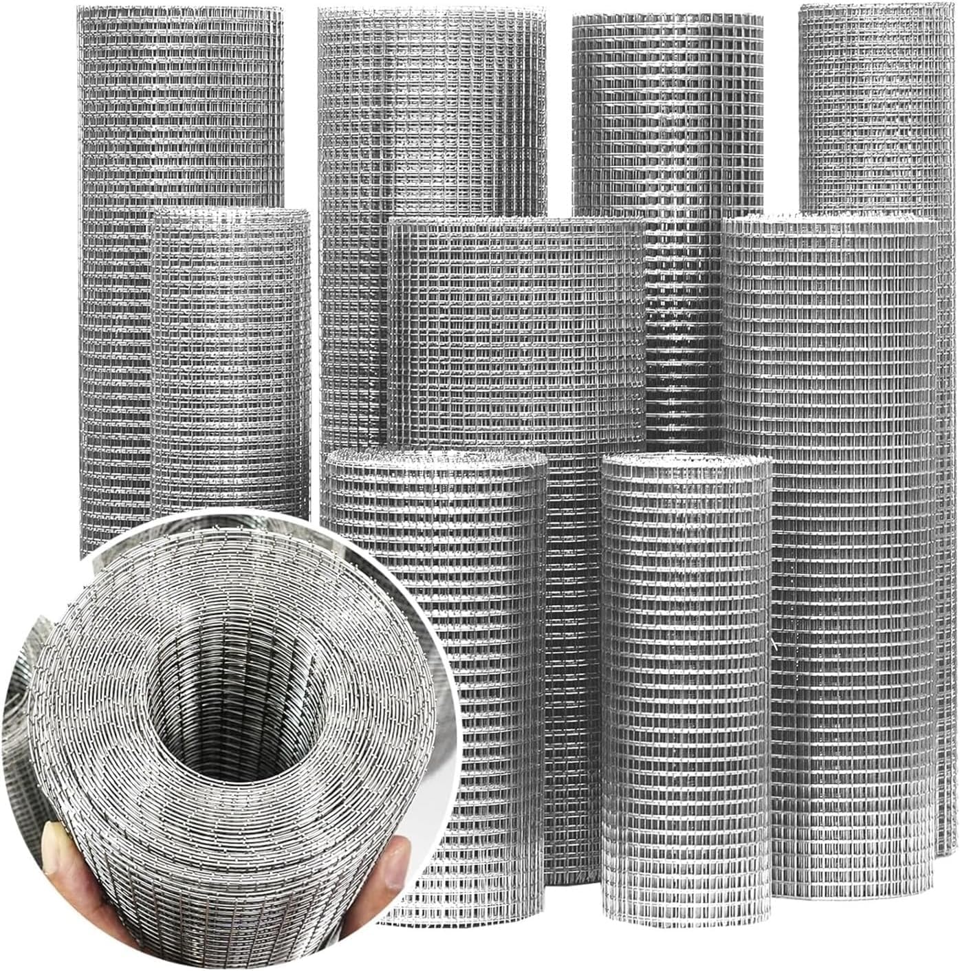 Grille Métallique Maille Toile INOX, Jardin d'oiseaux en Grillage Câblé, Trou de Maille 10mm Maille Décorative DIY Écran de Grillage d'acier Inoxydable (0.5x10M/1.6x32.8FT)