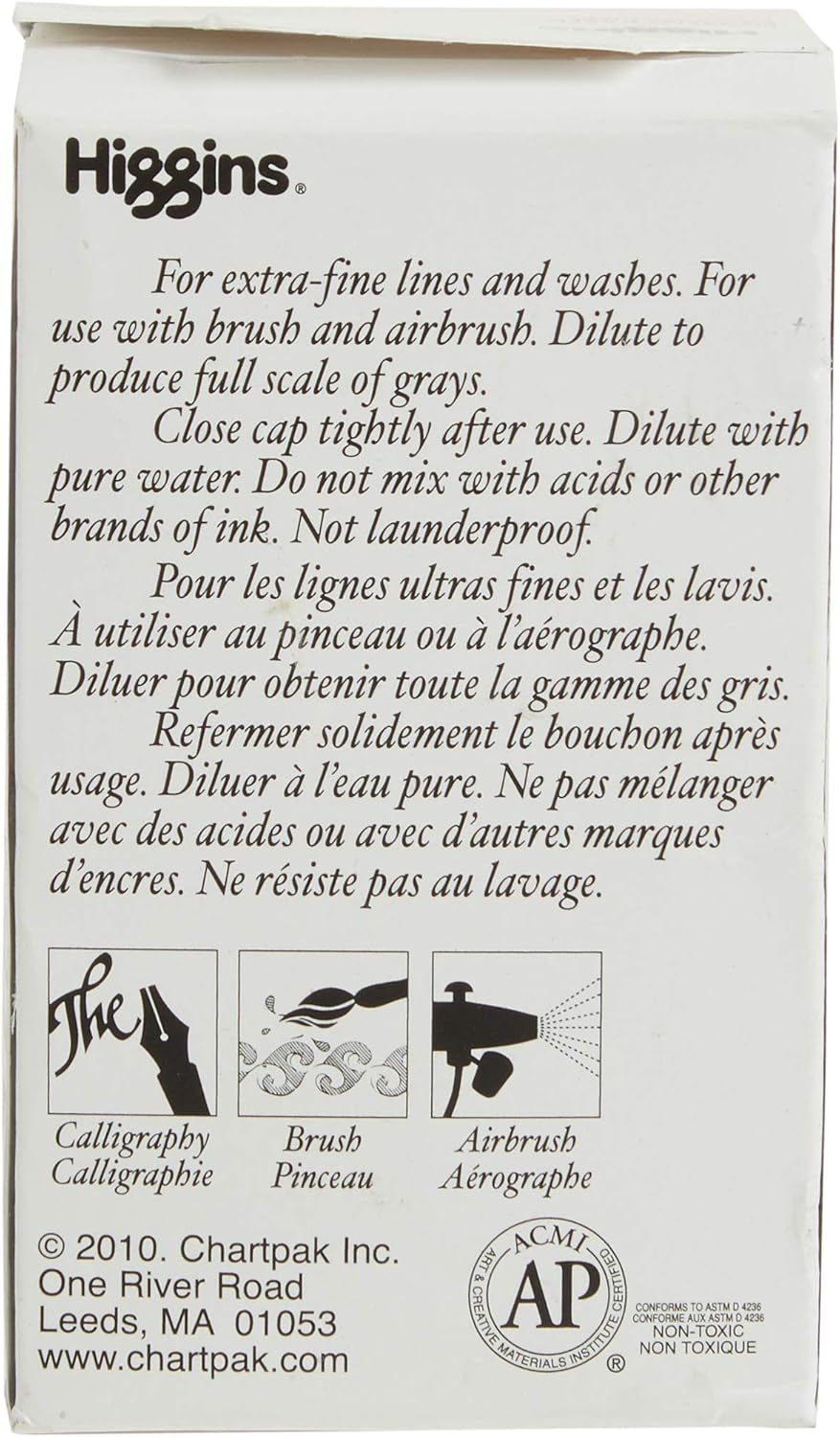 Higgins Pigmented Drawing Ink, Black, 1 Ounce Bottle (44021) : Artists Inks : Arts, Crafts & Sewing