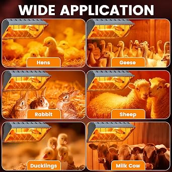 Heat Lamp for Chicks 175W Chicks Heating Lamp -2M Adjustable Height, High/Low Settings, Waterproof Splash-Resistant Cover Infrared Heat Lamp for Chicks, Ducklings, Rabbits & Puppies