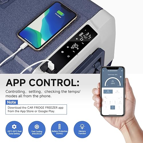 Miniatura 7 de BODEGA COOLER Refrigerador portátil de 12 voltios, refrigerador de automóvil de 53 cuartos de galón, control de aplicación de doble zona, (50L)