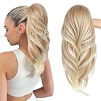 Vista 23 de SEIKEA Extensión versátil de cola de caballo con cordón, 26 pulgadas de largo, ondulado, con clip de varias capas, extensiones de cabello de cola