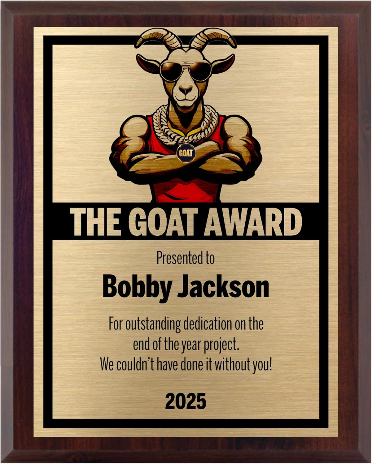 Goat Award Plaque - Personalized Greatest of All Time Trophy - Funny Customized Plaque Award or Gift for Adults, Office, Friends, Boss, Coach, or Fantasy Football - Multiple