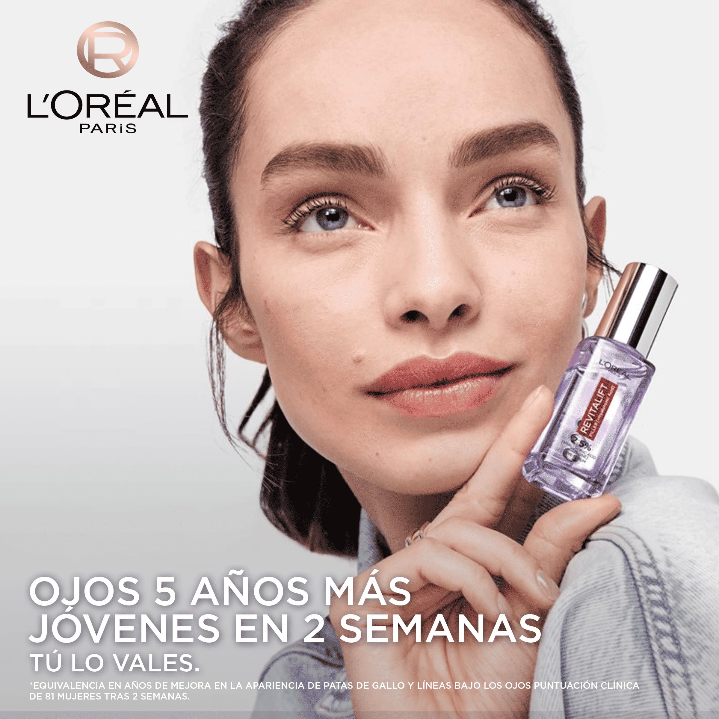 Rutina L'Oréal Paris Revitalift Filler Sérum Antiedad y Antiarrugas con Ácido Hialurónico 30ml + Sérum de Ojos con cafeína Antiojeras, 20ml + Crema de Día Rellenadora con Protección Solar SPF 50, 50ml